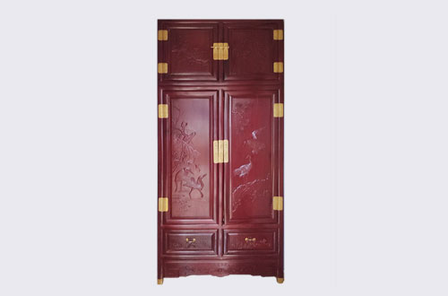 驻马店高端中式家居装修深红色纯实木衣柜