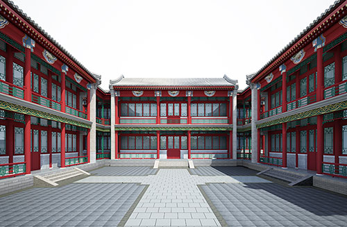 驻马店北京四合院设计古建筑鸟瞰图展示