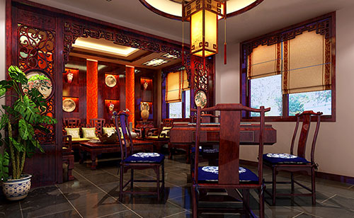 驻马店古典中式风格茶楼包间设计装修效果图